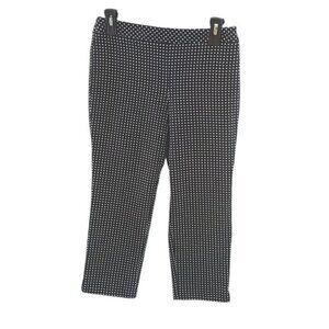 Talbots Cropped Pants Womens 2P Black White Polka Dot Stretch Slim Fit Career
